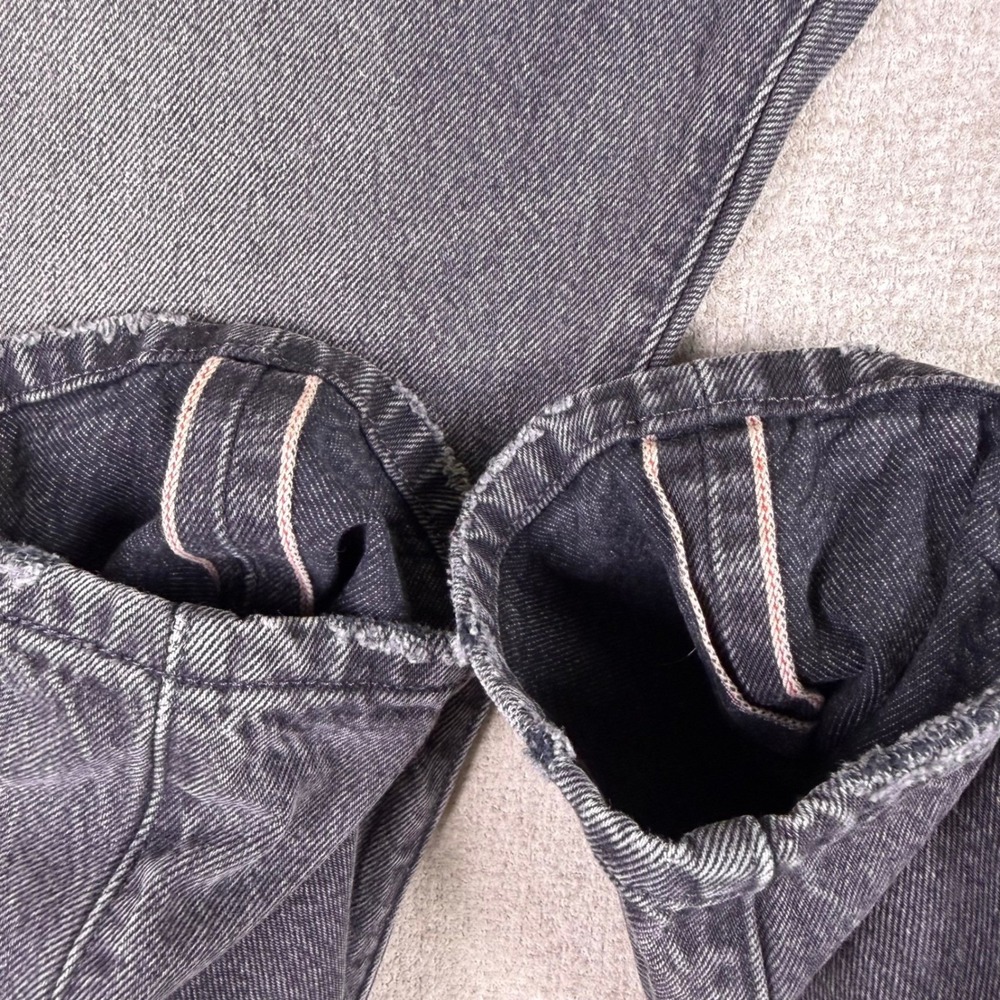 Levi's 501 CT Jeans Mens‎ 28x32 Black Distressed Selvedge Denim Button Fly